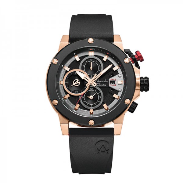 Alexandre Christie AC 6491 Rosegold Black Rubber GCRBRBA